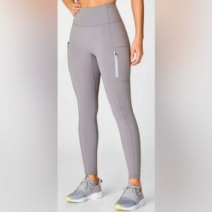 Fabletics Light Grey High Rise Leggings Zipper Ankles M